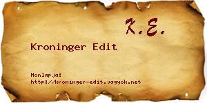 Kroninger Edit névjegykártya